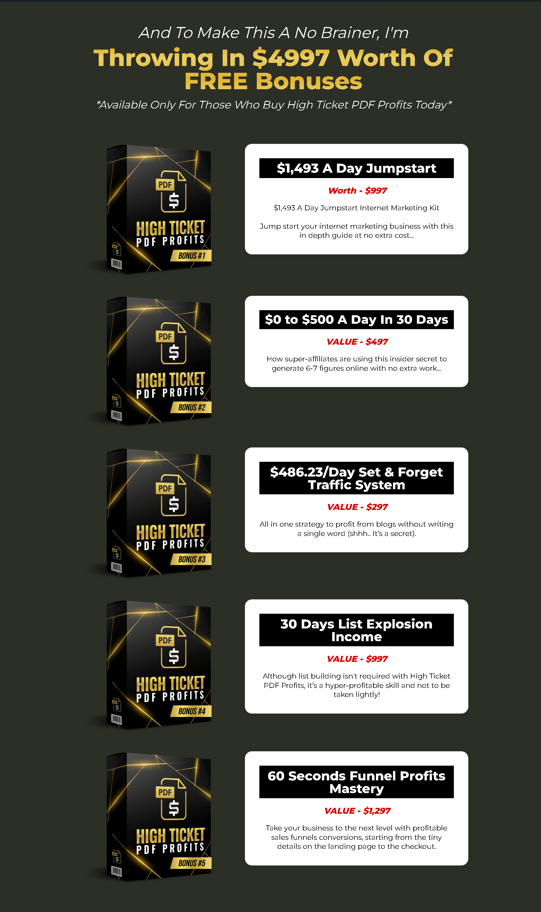 HIGH TICKET PDF PROFITS BONUSES