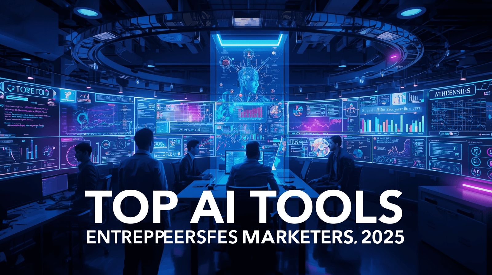Top 10 AI Tools for Entrepreneurs and Digital Marketers – 2025 Edition – Futuristic Workspace