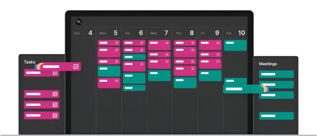 The Motion calendar interface provides a clear, automated plan for your day.